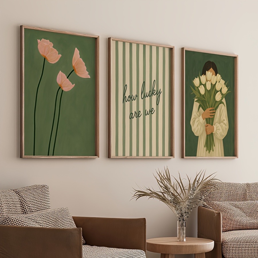Abstract Canvas Set - 3-teiliges rahmenloses Leinwandbild-Set „Wie glücklich sind