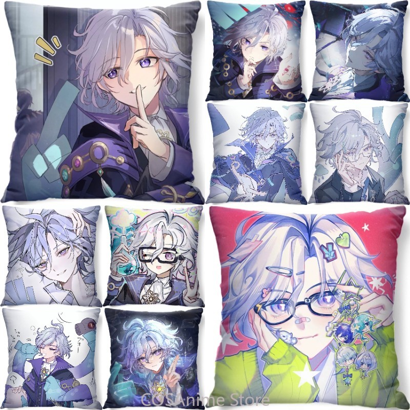 Throw Pillow - Mitya Genshin Impact Cosplay Plüsch-Quadrat-Dekokissen, Anime-Cartoon-Cosplay-Druck,