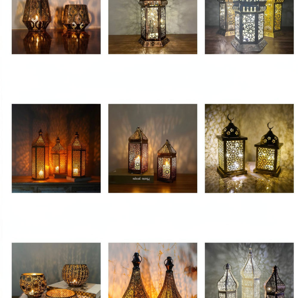 Candle Holder Decor - Rustikale marokkanische Kerzenlaterne aus Eisen, hohles