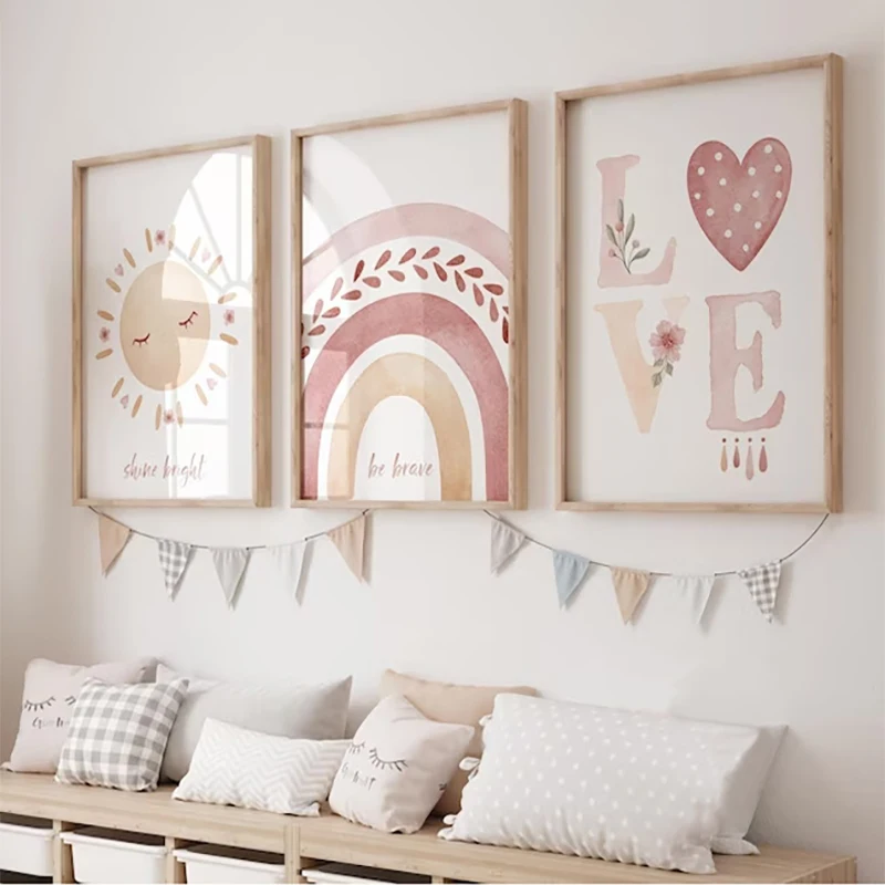 Abstract Canvas Set - 3-teiliges Set rahmenloser Leinwandbilder im Boho-Stil,