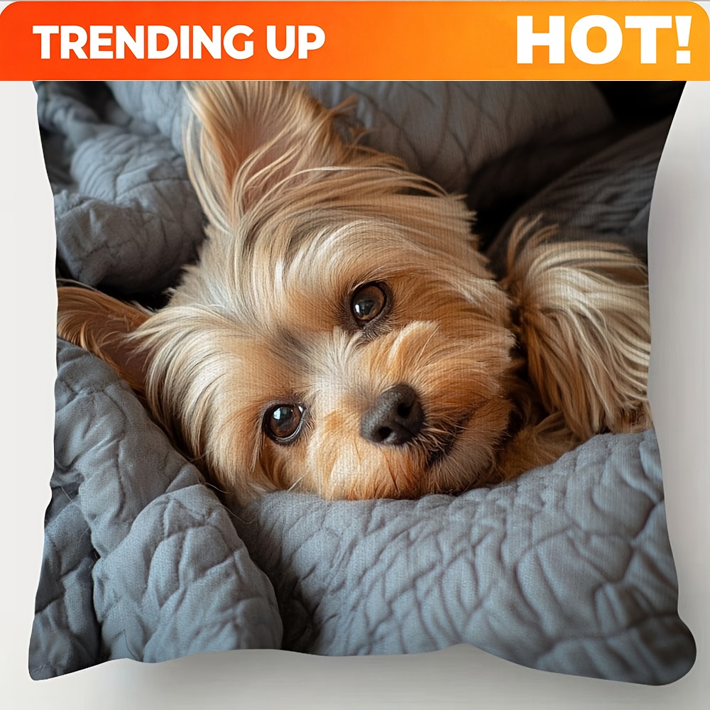 Throw Pillow - Personalisierter 1-teiliger Kissenbezug mit Yorkshire-Terrier-Aufdruck –
