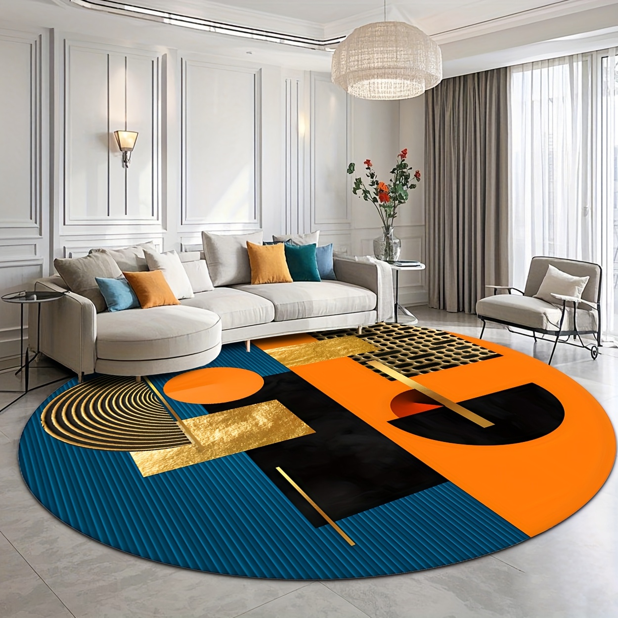 Orange Blau Gold Abstrakter Ge – Interior Design High End Bewertung und Preis